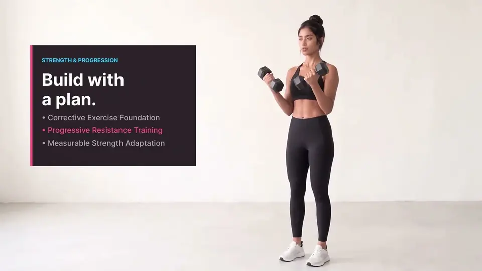 Still from the VeraForma film: the brand name beside a woman mid-squat.